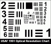 USAF 1951 optical resolution chart USAF 1951 optical resolution chart